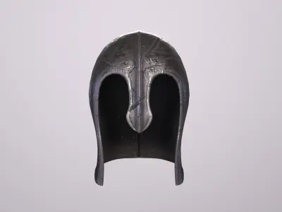 Old warrior Helmet with PBR material  Low-poly 3D model