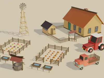 Farmland  Themed LOW POLY Collection Low-poly 3D model
