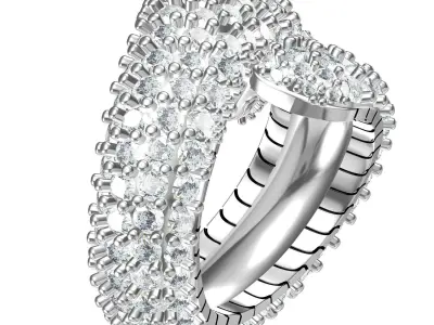 Antique Cat Face Diamond Ring for Women 3D print model