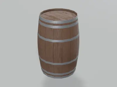 Heavy Toasted Lowpoly Firkin Barrel Low-poly 3D model
