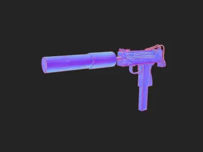 Mac 10 Submachine gun Low-poly 3D model