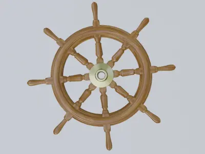 ship wooden steering wheel with pbr textures 3D model