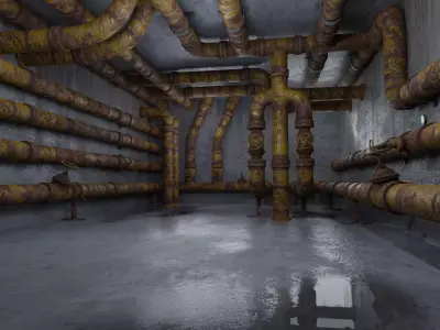 Modular old rusted pipe pack Free low-poly 3D model
