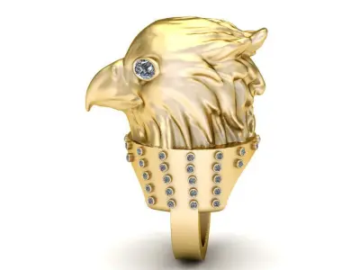  EAGLE BIRD FACE RING  pendant  3D print model