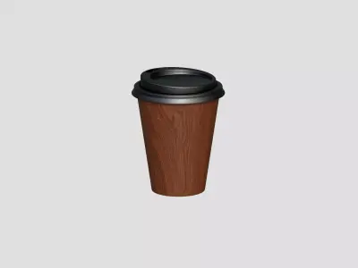 Coffee Cup Wood Design Low-poly 3D model