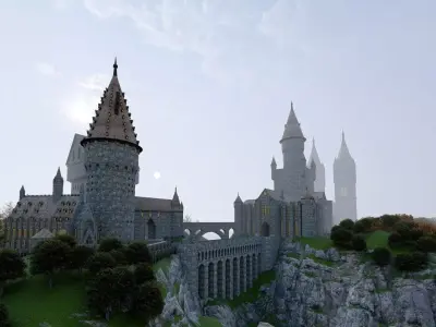 hogwarts 3d model castle in minecraft 3D model