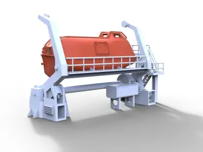Type B lifeboat with davit 3D print model