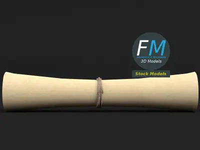 Rolled up paper scroll 3D model