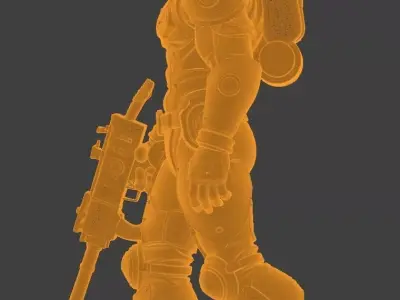 MG-Armored Gunner Male 01 High-Poly Model 3D print model