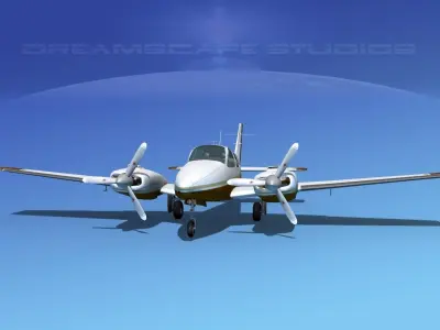 Beechcraft B55 Baron V19 3D model