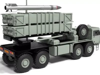 MIM 104 Patriot Air Defense Missile System Truck Launcher 3D model