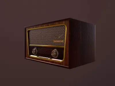 Classical antique retro vintage radio Low-poly 3D model