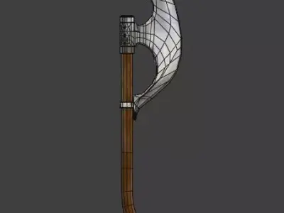 Lowpoly pbr game ready Axe with wooden handle Free low-poly 3D model