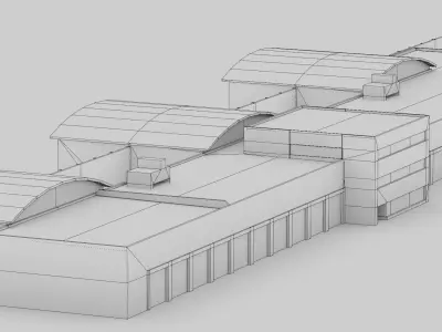 Factory Garage Low-poly 3D model