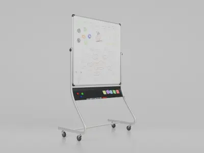 Customizable Double-Sided Metal Whiteboard Square Writing Board Low-poly 3D model