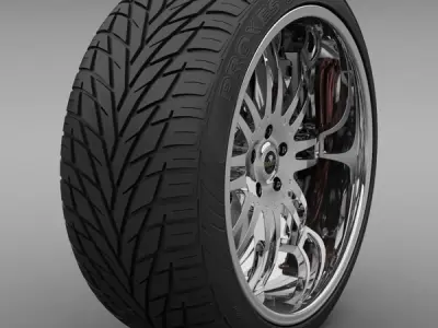 Savini Forged SV-9S Wheel and Tire 3D model
