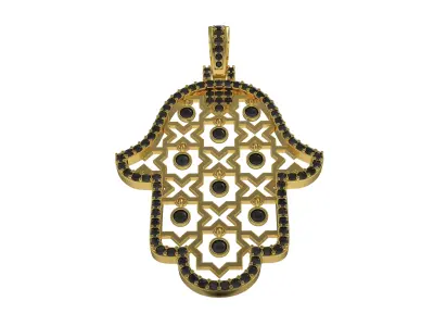 Antique Art Deco Hamsa Hand Pendant 3D print model