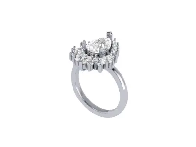  Pear SolitaireArt Deco Ring 3D print model