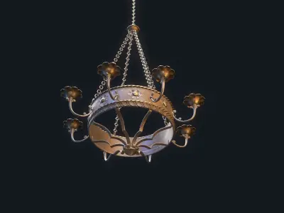 Medieval Chandelier 3 Low-poly 3D model