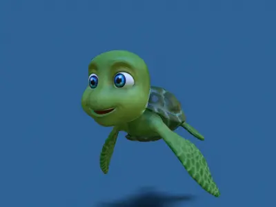 cartoon sea turtle Low-poly 3D model purchase