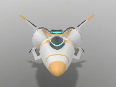 Sci-fi Space Aircraft SA-2 Low-poly 3D model