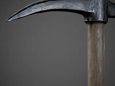 Pickaxe PBR Game-Ready hammer with wooden handle Low-poly 3D model