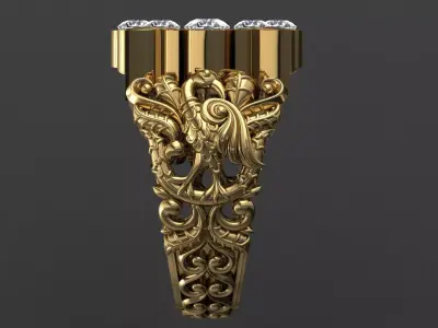 Antique Gents Men Ring  Peacock  3D print model