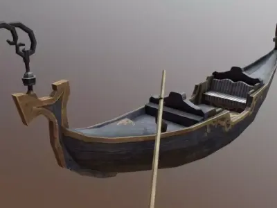 Gondola with paddle Low-poly 3D model