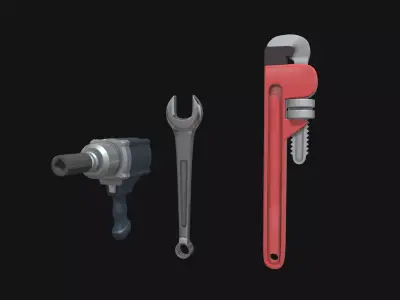drill wrenches and pliers 3D model
