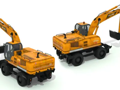Excavator truck Low-poly 3D model