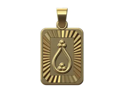Bead crown faceted sunrays pendant charm 3D print model