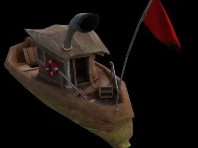 Cartoon boat Low-poly 3D model