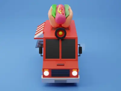 Low-poly Food Truck Model 3D model