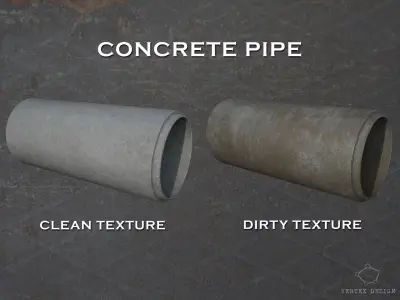 Concrete pipe Low-poly 3D model purchase