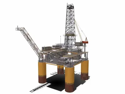Oil Rig Platform Low-poly 3D model purchase