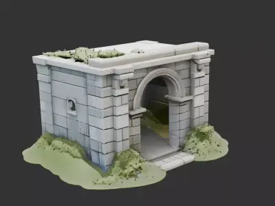 Concrete Military Bunker Entrance Low-poly 3D model