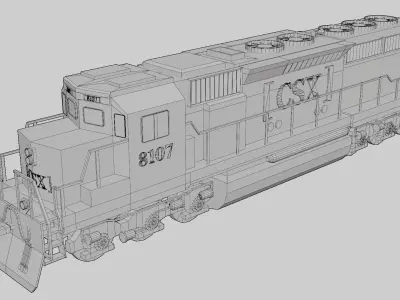 CSX Locomotive Low Poly Low-poly 3D model