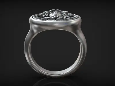 Medusa Gorgona Head Greek Traditional Ornament Coin Ring 3D print model