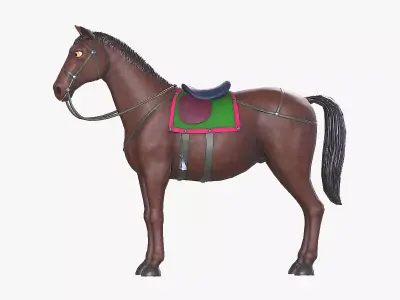 Horse for game Low-poly 3D model