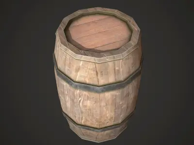 Barrel Low Poly wooden Low-poly 3D model