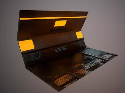 Sci-Fi Corridor Low-poly 3D model 3