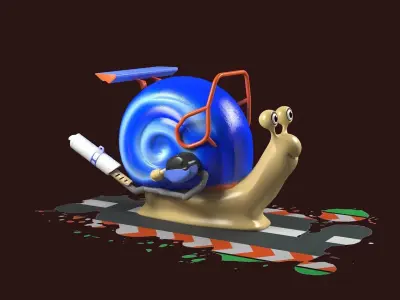 Cartoon Snail Mollusk toon car 3D model purchase