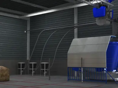 Automatic Cow Farm Feeding And Silage System Building 3D model