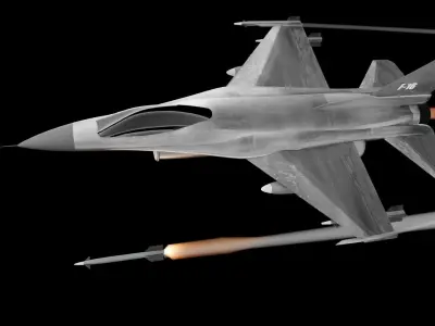 General Dynamics F-16 Fighting Falcon medium quality 3D model