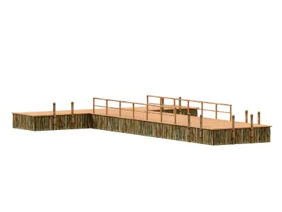 Wooden river pier 3D model