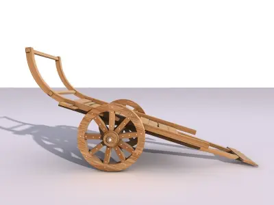 Low Poly Wooden Wagon Cart Chariot 3D model
