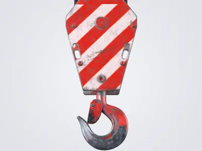 Crane Hook Red Low-poly 3D model
