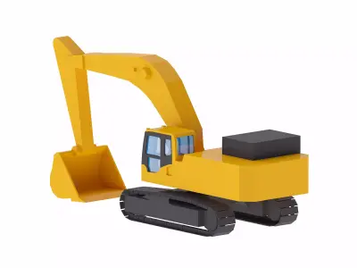 Excavator Construction PC850 Simplified Low-poly 3D model