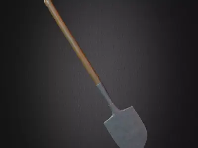 Shovel Low-poly 3D model 2