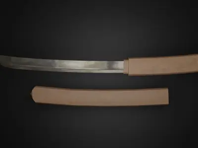 Tanto Nodotachi Japanese Short Katana Low-Poly Low-poly 3D model